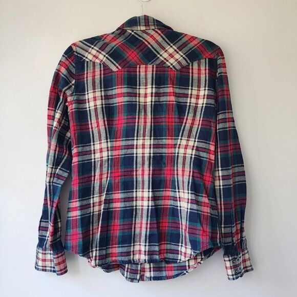 Ralph Lauren Plaid Snap Button Down Shirt | Western Red Green Blue Size S - Picture 7 of 10